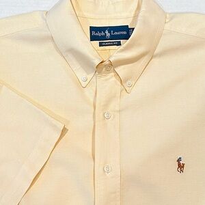 Ralph Lauren Classic Fit Button Down Shirt Men's‎ XXL Yellow 100% Cotton Casual